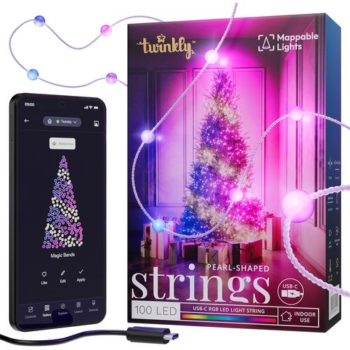 Hamiltion-Strings Usb-C Pearls 100 Led, Guirlande Lumineuse En Forme De Perle, Fil Led Multicolore Rgb, Compatible Avec Alexa, Google Home, Guirlande Noël, Alimentation Usb C, Fil Transparent, 6m