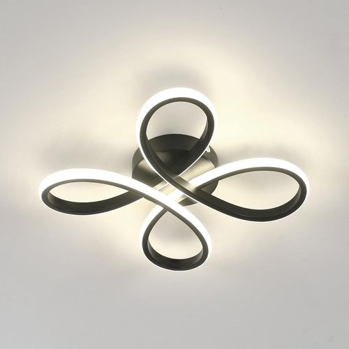 Plafonnier Led Moderne, 30w 3375lm Lampe De Plafond, Luminaire Plafonnier Led Pour Chambre Salon, Salle À Manger Cuisine, Lumière Neutre 4500k, 30cm, Noir