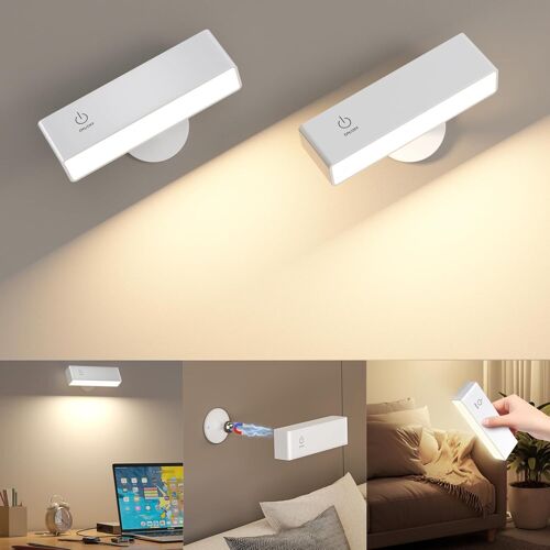Ulteronixshop-Lot De 2 Applique Murale Intérieure,Lampe Murale Touch Led Avec Port De Charge Usb,Réglage De La Luminosité Applique Murale Sans Fil Chambre,360° Lampe Pour Chambre À Coucher