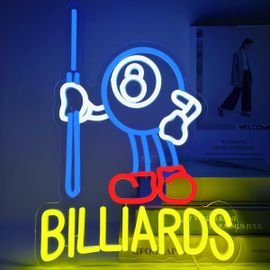 Billiards Enseigne au Néon Beer Cave Enseignes au Néon Panneau Néon LED Coloré USB Enseigne Lumineuse pour Salle de Billard, Jeu, Fête, Chambre à Coucher, Cadeau pour Garçons