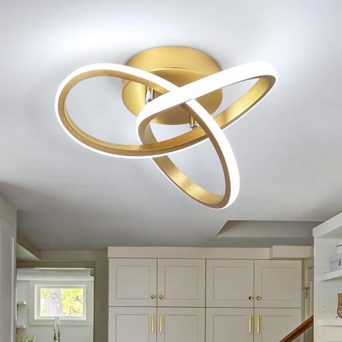 Plafonnier Led Moderne, 22w 2500lm Luminaire Plafonnier Led Design Forme De Trèfle, Lampe Plafond Led Doré Pour Couloir Cuisine Salle De Bain Chambre Salon, Blanche Froide 6500k, Dia 25cm