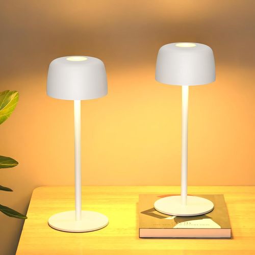 Kalanka-Lampe De Table Led Sans Fil Rechargeable Métal Ip54, 3 Couleur Lampe De Bureau Chevet Dimmable Contrôle Tactile, Pour Patio,Terrasse,Café, Salon,Chambre