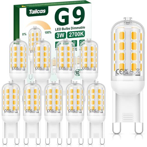 Kalanka-Ampoule Led G9 Dimmable, 3w Ampoules G9 2700k Blanc Chaud ¿¿Quivalent ¿¿ 30w Halog¿¿Ne, 320lm Sans Scintillement Pour Chambre Salon Cuisine, 360 Degr¿¿S Angle Ac 220-240v, Lot De 10