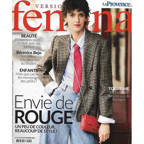 Version Femina N°1171 09/09/2024 Mode: Envie De Rouge/ Bérénice Bejo/ En Aveyron, Sur Les Pas De Soulages/ Recettes: Riz Au Lait