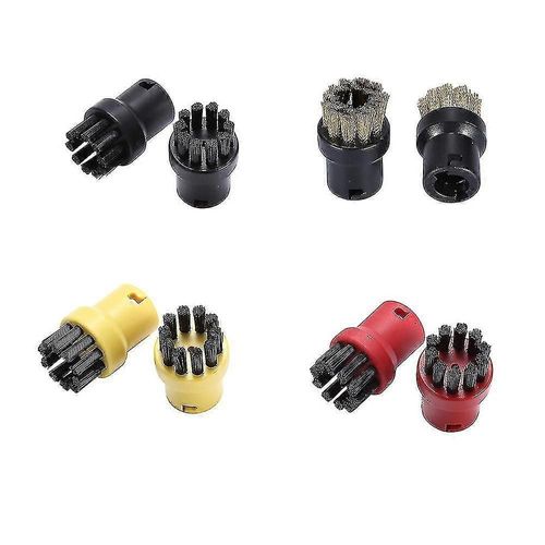 Brosse ronde pour nettoyeur vapeur Karcher,lot de 8,jaune,rouge,noir,laiton