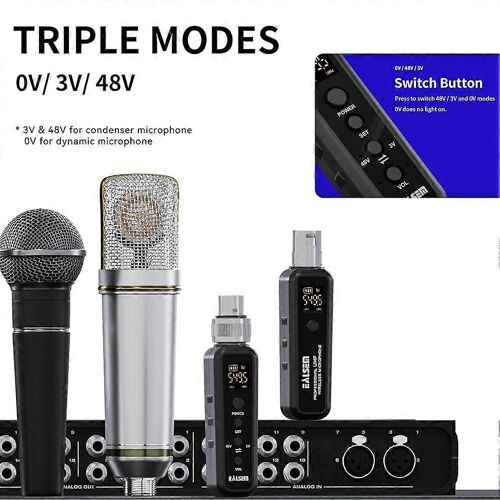 Système de récepteur d'onglet XLR sans fil UHF pour microphone dynamique et à condensateur et guitare 540-590MHz