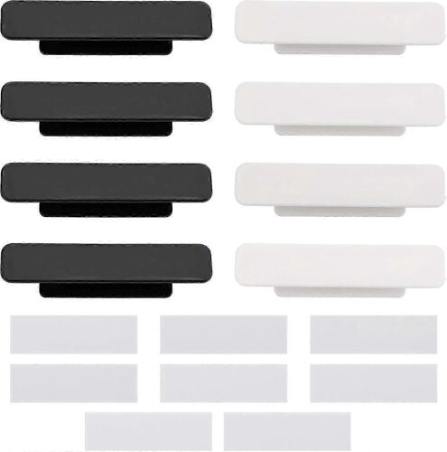 8 Poignées Autocollantes Avec 16 Rubans Adhésifs Double Face Pour Portes,Fenêtres,Tiroirs,Armoires,Portes Vitrées,Noir Et Blanc