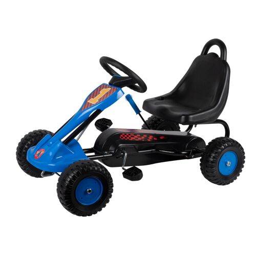 Kart Acier - Réglable - Frein à Main - Max 35 Kilo - 3-4 Ans - Bleu/ Noir