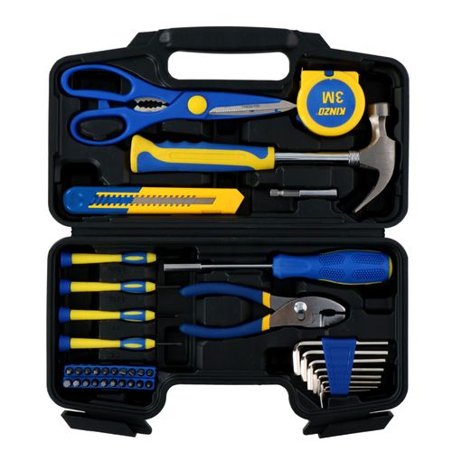 Kinzo Kit d'Outils 39 Pièces - Dans un Étui en Plastique - Pour Usage Domestique