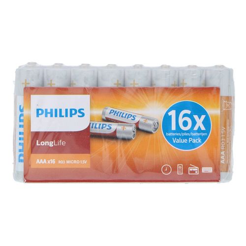 Philips Piles Aaa Longlife Ro3 Micro 1,5 V Longlife - Piles Alcalines Prepack 16 Pièces