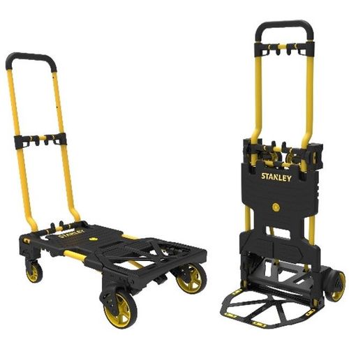 Stanley 2en-1 Chariot de Transport et Diable Pliant - SXWTD-FT585 - Capacité de charge jusqu'à 137 KG - Chariot Pliable - Noir/Jaune