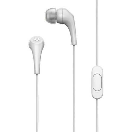Motorola Sound Écouteurs Filaire 2-S Blanc, Isolation Phonique, Ajustement Confortable et Léger, Microphone en Ligne et Appels Mains Libres