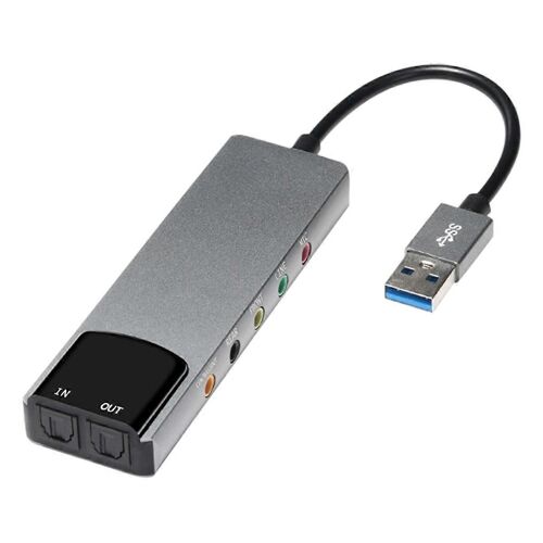 Carte son optique externe USB 6-en-1 Adaptateur convertisseur audio multifonction pour ordinateur portable Aluminium