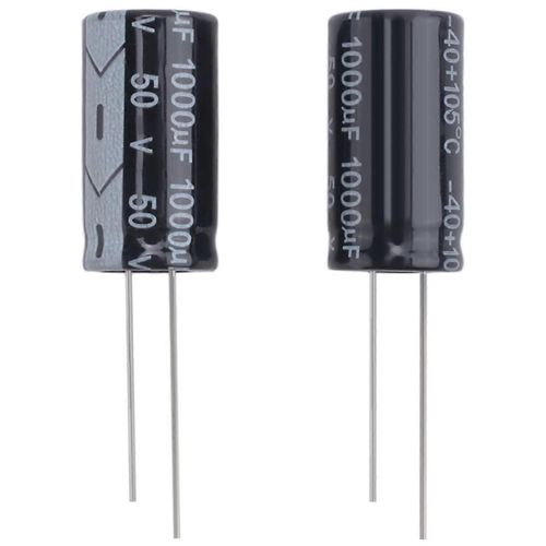 Condensateur électrolytique radial 50 V 1000 u F 105 C 25 x 13 mm - Noir (2 paquets)