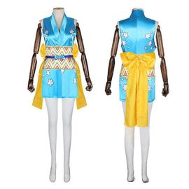 Anime Nami Cosplay Costume Cosplay Uniforme Robe Perruque Couvre-Chef Femmes (Taille M)