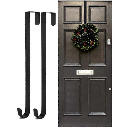 Crochet de porte de cintre de couronne pour porte de Noël,2 pièces porte-couronne en métal,crochet de couronne pour porte d'entrée,crochet de couronne de Noël au-dessus du support de crochet de por