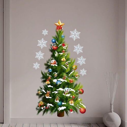 Nouvel An Arbre de Noël vert étoile Stickers muraux Décoration de Noël Autocollants Salon