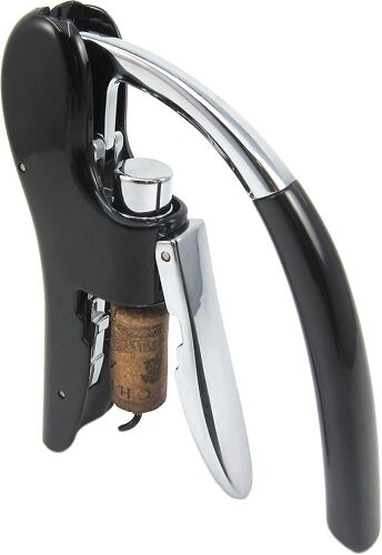Ouvre-Bouteille Professionnel En Alliage De Zinc Octopus Premium Tire-Bouchon À Levier Vertical (Noir)
