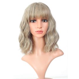 Perruque Blonde Vague Lâche Perruques Courtes Bob Perruques Avec Air Bangs Longueur Épaule Perruque Courte Pour Femmes 