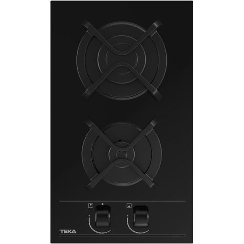 SUBZONAL-TEKA Plaque à gaz butane, 30 cm, 2 brûleurs, surface en verre trempé, commandes avant ergonomiques, sécurité par thermocouple, système Fast-Click, modèle GBC 32000 KLB