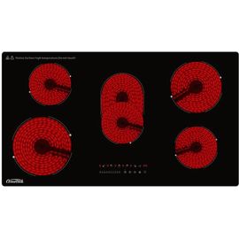 SUBZONAL-Plaque de cuisson Vitrocéramique 90 cm - Encastrable- table de cuisson électrique à 5 Foyers - 8400W - zone de cuisson double et ovale - commande tactile - verrouillage de sécurité