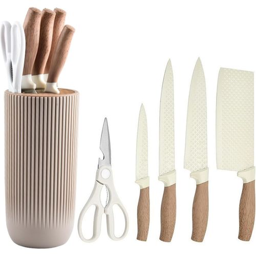 Chenquansarl-Ensemble De Couteaux De Cuisine Avec Bloc, Ensemble De Couteaux De Cuisine Professionnels 6 Pièces, Ensemble De Couteaux Antiadhésifs En Acier Inoxydable, Ensemble De Couteaux Super Tran