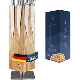Chenquansarl-Aedel Design Bloc Couteaux Magnétique | Bloc En Bois De Chêne Sans Couteaux | Support Magnétique Pour Couteaux Pour Au Moins 4 Grands Couteaux | Aimant Premium Pour Couteaux