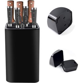Chenquansarl-Bloc À Couteaux Universel Sans Couteaux, Noir, Rangement De Couteaux Avec 21 Emplacements, Porte-Bloc À Couteaux Carré, Avec Design D'écoulement, Porte-Couteaux Non Équipé Pour Couteaux