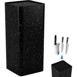 Chenquansarl-Bloc À Couteaux, Carré, Universel, Avec Lamelles Flexibles, Porte-Couteaux, Noir, Pour 5 À 8 Couteaux De Toutes Sortes, 22,6 X 9,8 X 9,8 Cm