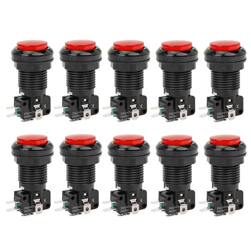 10pcs BERM Bouton-poussoir Interrupteur de commande Auto-réinitialisé 250V pour consoles de jeux Grue BEM-Y33 (rouge)