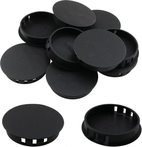 10pcs Bouchons De Trou Noir 50mm/2 » En Plastique Rond Flush Type Encliquetage Trou De Verrouillage Tube Obturation Embouts Sx