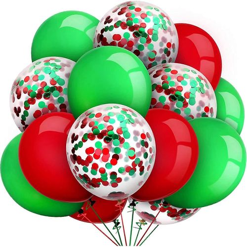 80 pièces ballons en latex Ballons confettis Ballons de fête colorés pour Noël Saint-Valentin Saint-Patrick,12 pouces