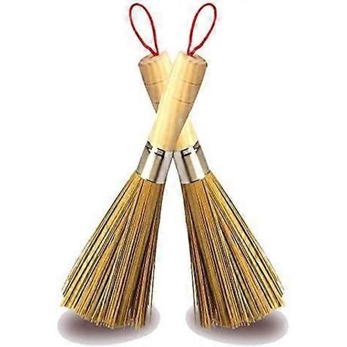 Paquet de 2 fouet de nettoyage Brosses wok en bambou naturel traditionnel Outils de cuisine pour lave-vaisselle Brosses de nettoyage traditionnelles en bambou naturel