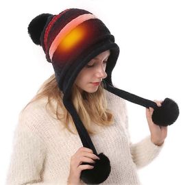 Bonnet Chauffant Usb Pour Femme, Bonnet Tricoté Avec Pompon, Bonnet Doux Et Chaud Pour L'hiver