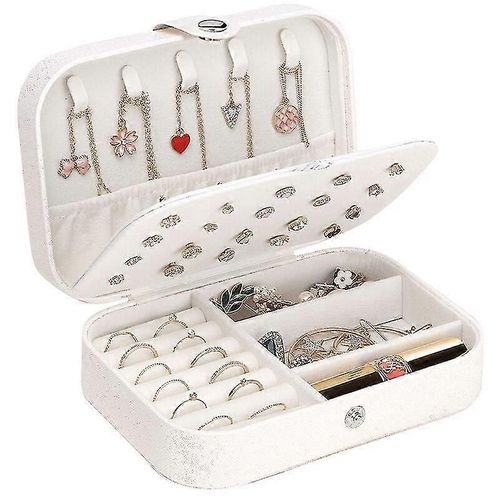 Boîte à bijoux de voyage Boîte à bijoux Organisateur de voyage pour femme en cuir PU pour collier Boucles d'oreilles Bracelets Petite boîte à bijoux de voyage