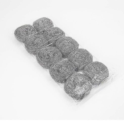 éponge à gratter en acier inoxydable,éponge à récurer - Lot de 10 pièces,poids de 30g