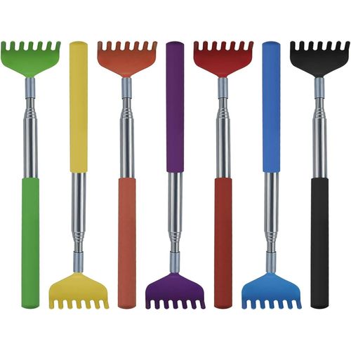 Kal-Lot De 7 Gratte-Dos Extensibles En Acier Inoxydable De Qualité Supérieure -7 Couleurs -Gratte-Dos Portable -Gratte-Dos En Acier Inoxydable -Appareil De Massage Avec Poignée En Caoutchouc
