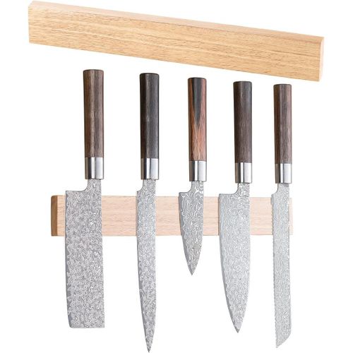 Jexnovashop-Barre À Couteaux Magnétique 36 Cm En Bois D'hévéa