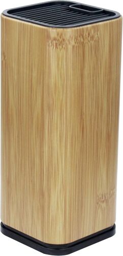 Mevronisshop-Bloc À Couteaux, Support Pour Ustensiles De Cuisine En Acier, Rangement Argenté Avec Fentes Pour Ciseaux Ou Objets De Coupe Aiguisés (Carré Bois)