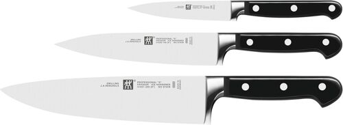 Subzonal-Zwilling Set De 3 Couteaux (Couteau À Larder/Garnir, Couteau À Viande, Couteau De Chef), Acier Inoxydable Spécial, Manche Noir, Série Professional S