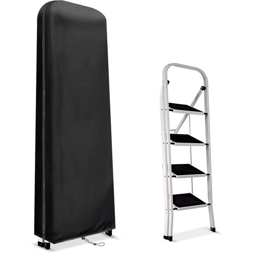 ChenQuanSarl-Housse D'Échelle Pliable, Étui De Protection Pour Échelle Avec Fermeture Éclair, Imperméable, Anti-Poussière, Respirant Pour Escabeaux, Tissu Oxford 420D, Anti-Uv (50X174X6.5 Cm, Noir)