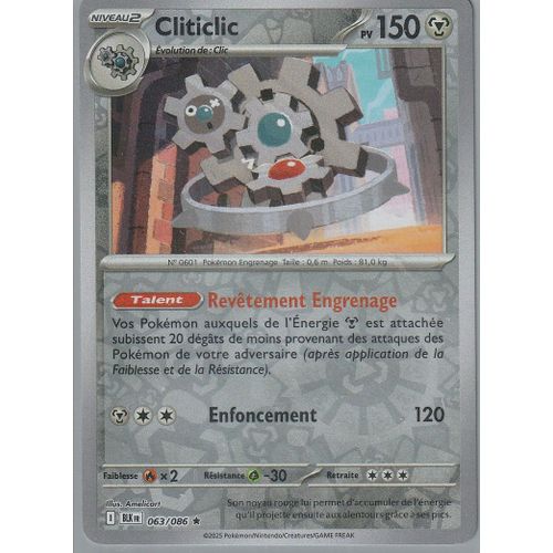 Carte Pokémon - Cliticlic - 063/086 - Holo-Reverse - Ev10,5 Foudre Noire