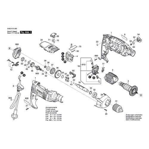 Pièces perceuse Bosch PSB 850-2 RE