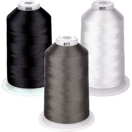 ChenQuanSarl-26 Sélections ¿ Différents Lots De Fils Gris En Polyester Pour Machine À Broder - Grande Bobine 5500Y Pour Machines À Coudre Tout U ¿ Couleur Essentielle 3