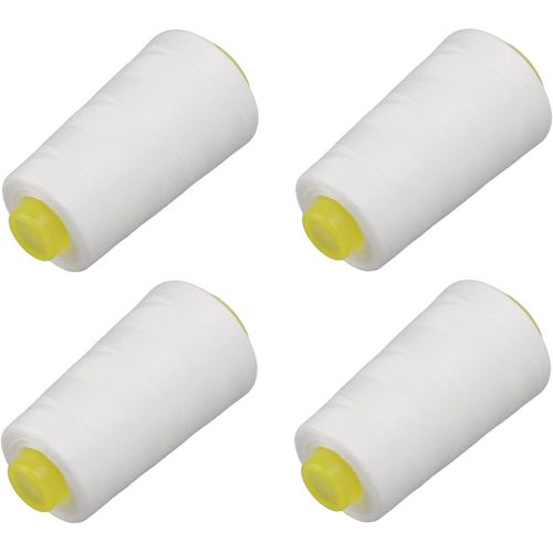 ChenQuanSarl-4 Fils De Surjeteuse, 4,45 X 2,24 X 1,77 Pouces, Polyester Blanc De Qualité Supérieure, Fil Blanc Robuste, Résistant À L'Usure Et Résistant À L'Usure, Largement Utilisé Pour La Machine À