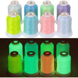 Chenquansarl-8 Couleurs Lumineux Lueur Dans L'obscurité Fil À Broder À La Machine 30wt 500m(550y) Chaque Bobine Pour La Broderie, Le Matelas , La Couture