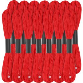 Chenquansarl-Lot De 14 Brins De Fil À Broder Rouge, 120 Yards, Fil À Broder, En Coton, Pour Point De Croix, Idéal Pour Les Bracelets D'amitié Et La Broderie