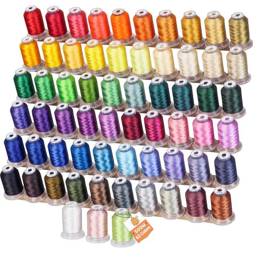 ChenQuanSarl-S 63 Couleurs Polyester Fil Machine À Broder - 550Yds (500 Mètres) Pour Machine À Broder Et À Coudre