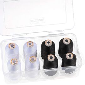 ChenQuanSarl-Polyester Fil Machine À Broder 1000M Avec Boîte De Rangement En Plastique Pour Broderie Et Matelas - 4Xblanc+4Xnoir