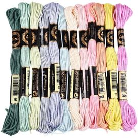 Chenquansarl-12 Écheveau De Fil À Broder Coloré À 6 Brins Couleur Bonbon Panachée Pour Bracelet D'amitié Fil En Polyester Pour Point De Croix Fils En Vrac Pour Couture À La Main Artisanat Fabrication